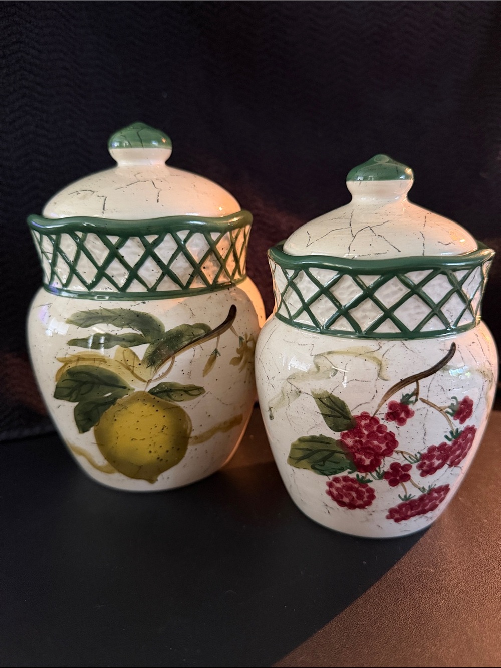 Raymond Waites Cornucopia Ceramic Lidded Canisters - Set of 2